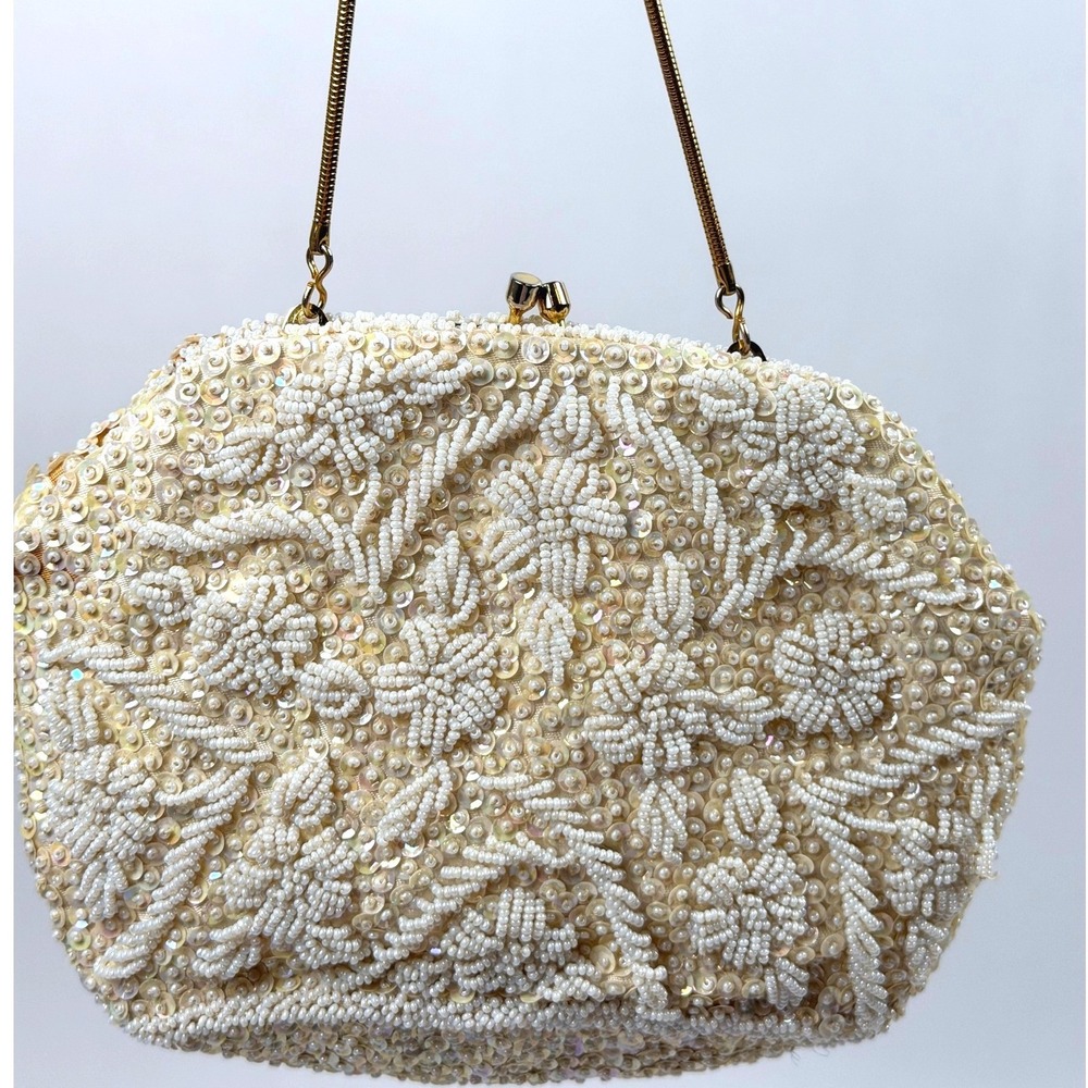 Vintage La Regale Beaded Sequin Clutch Champagne Gold – Hong Kong – Evening Bag